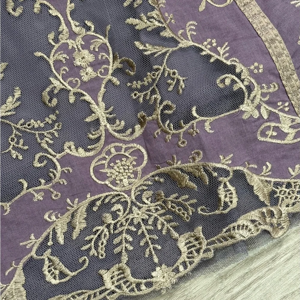 Peter Nygard A-line Skirt Purple and Gold Lace & Embroidered Tulle Lining Sz.12 - Picture 2 of 11